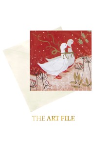 Комплект 6 поздравителни картички  "Коледни гъски"